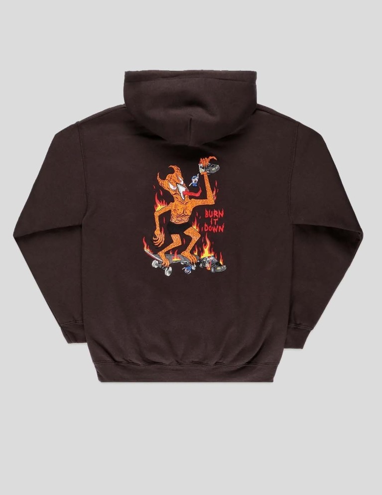 Sudadeira THRASHER burn it down hood chocolate